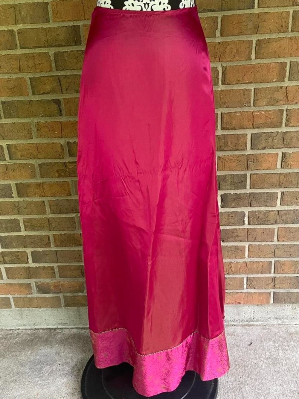 VTG 70's Color Shift Pink Gold Paisley Maxi Skirt Fairy Regal Size Women's Med